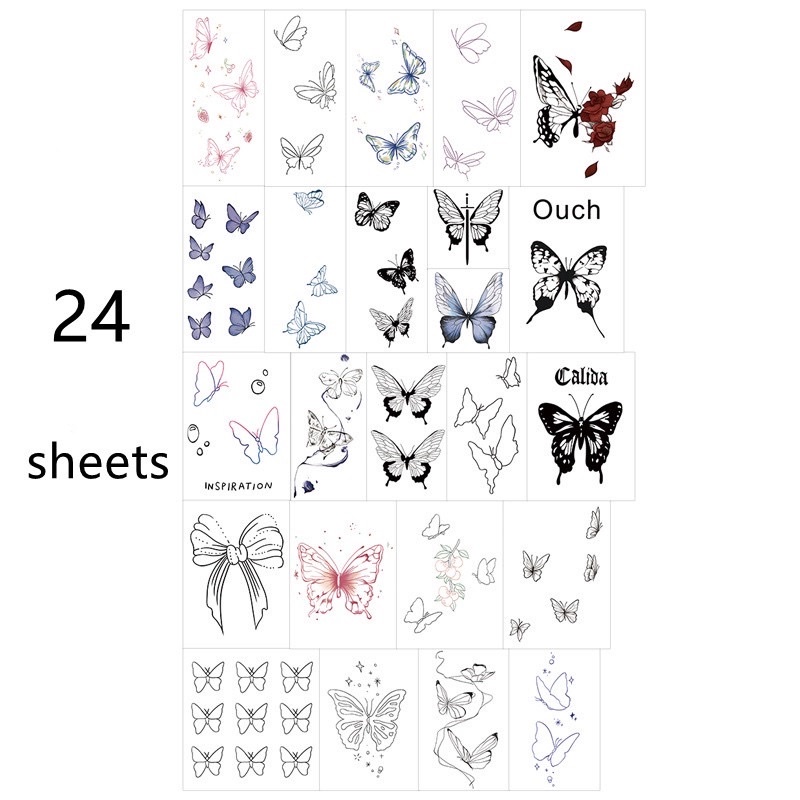 พร้อมส่ง แทททูผีเสื้อเซ็ทละ24ใบ งานขายดีพร้อมส่งจากไทย‼️