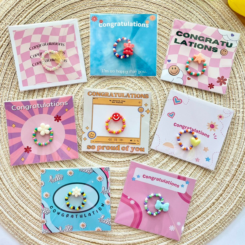 พร้อมส่ง   แหวนลูกปัดคละสี น่ารัก ของขวัญ ปัจฉิม งาน handmade (ราคาต่อชิ้น)