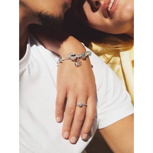 (พร้อมส่งทีไทย)pandora แหวนเงิน 925 ประดับเพทาย รูปนกพิราบ ไข่หรูหรา สําหรับผู้หญิง