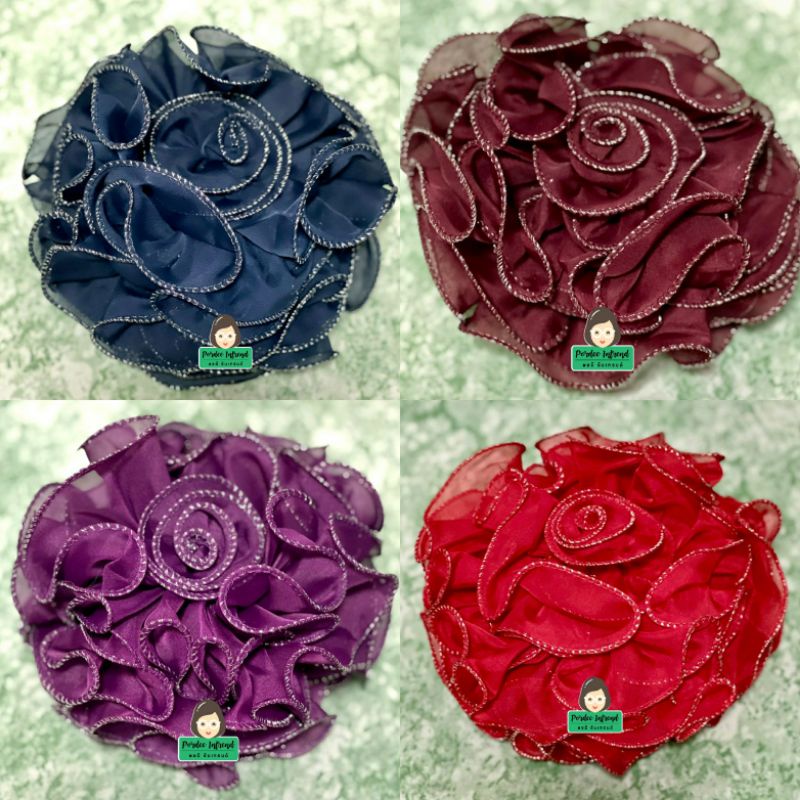 พร้อมส่งในไทย   ตัวหนีบผมตัวใหญ่ขอบเงิน | ปอมๆหนีบผมอิสลาม มี 10 สี