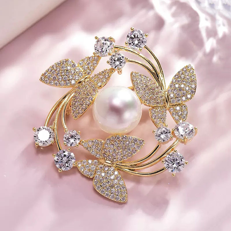 พวงหรีดผีเสื้อ เข็มกลัด Pins สําหรับผู้หญิง หรูหรา คริสตัล เครื่องประดับ อุปกรณ์เสริม