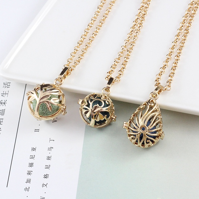 มาใหม่ สร้อยคอหินลาวา กระจายกลิ่นอโรมา จี้ล็อกเก็ตกลวง