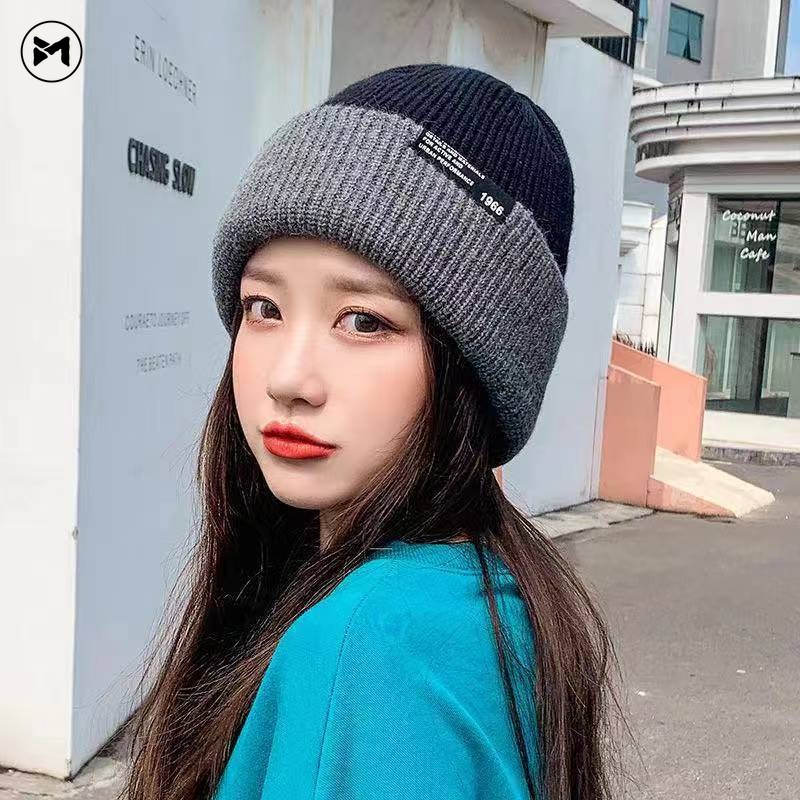 มาใหม่ หมวกบีนนี่ ผ้าถัก แบบหนา ให้ความอบอุ่น สไตล์เกาหลี สําหรับผู้หญิง และผู้ชาย 2023