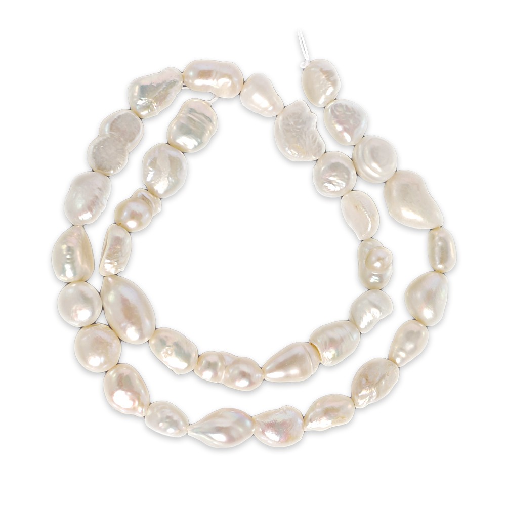 มุกแท้ ลักษณะเม็ดมุกทรงไข่แบน 9x11 mm - (LZ-0104B สีขาว)