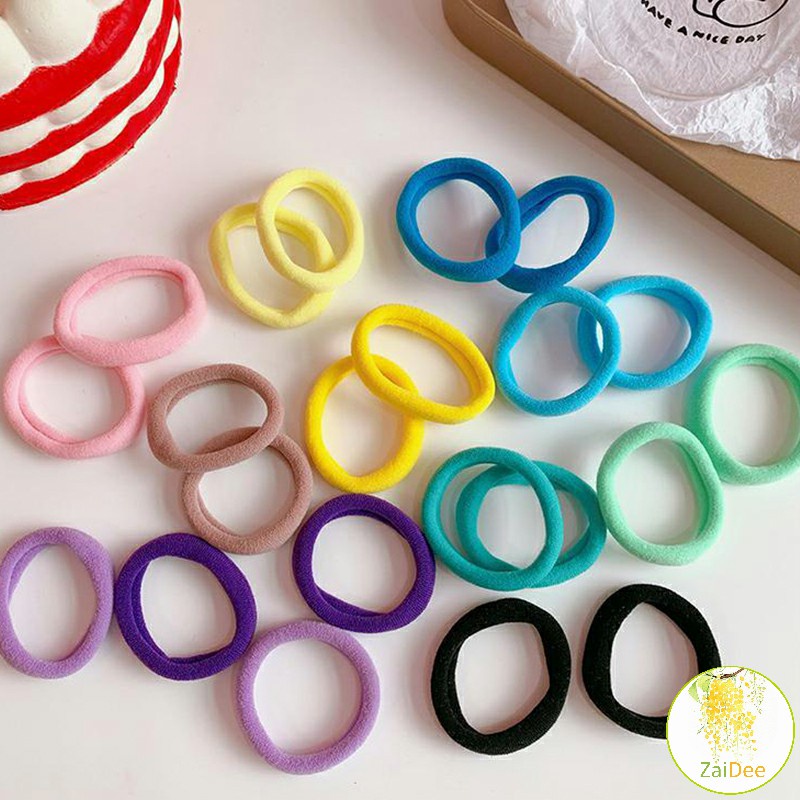 ยางมัดผมสีพื้น สีสันสดใสแพ็คมาในกระปุ๊ก 50 เส้น/กระป๋อง ที่คาดผมผู้หญิง rubber band
