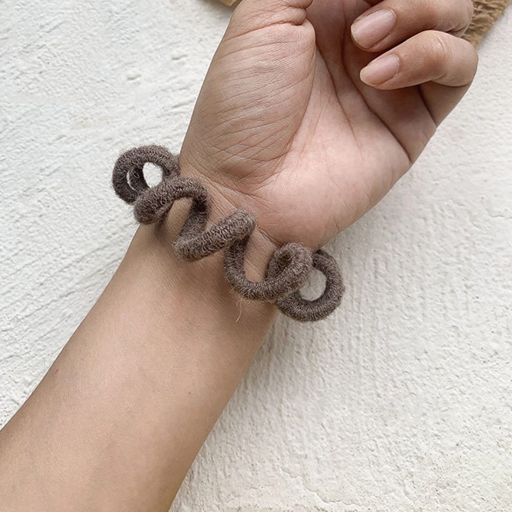 ยางมัดผมหางม้า แบบเกลียว แบบยืดหยุ่น สีพื้น สไตล์เกาหลี สําหรับผู้หญิง