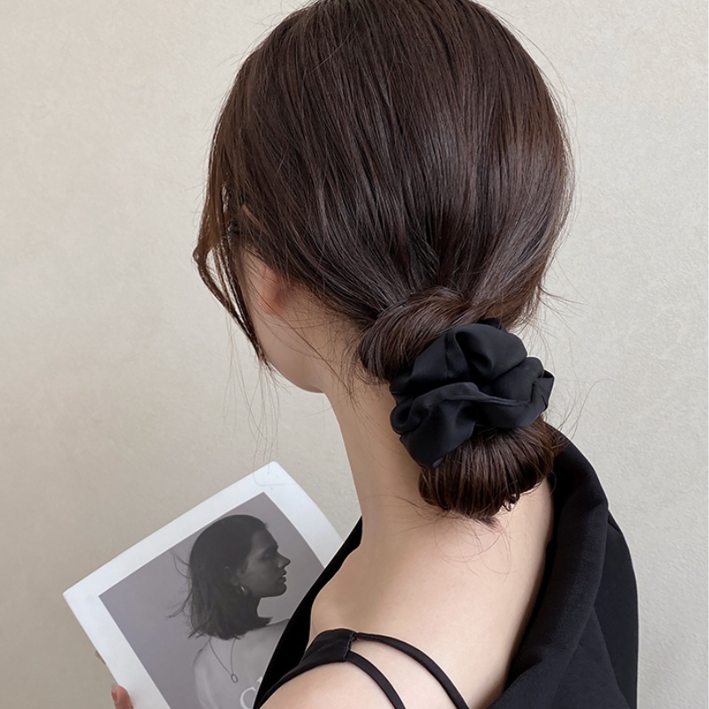 ยางรัดผม ผ้าซาติน สีน้ําตาล เครื่องประดับ สไตล์เรโทร แฟชั่นสําหรับเด็กผู้หญิง