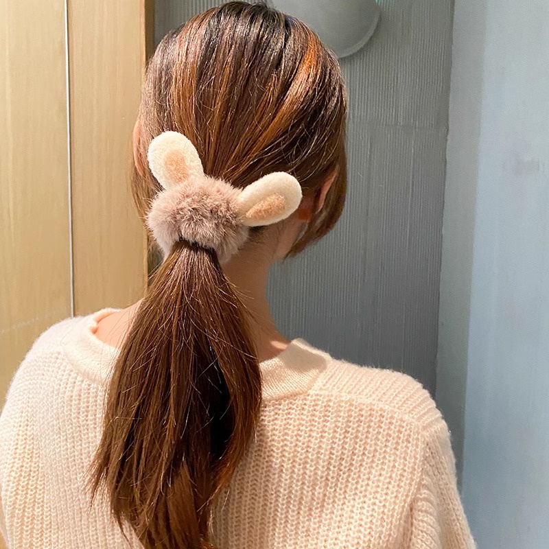 ยางรัดผม รูปหูกระต่ายน่ารัก แฟชั่นฤดูใบไม้ร่วง และฤดูหนาว