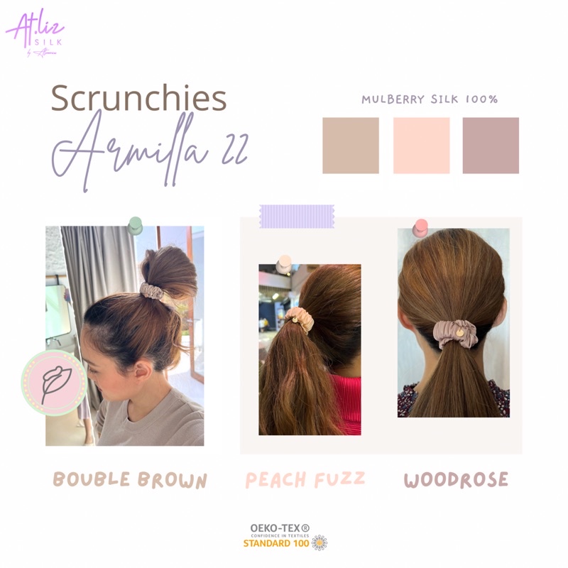 ยางรัดผมผ้าไหมมัลเบอร์รี่ รุ่นมัดแน่น แอทลิซ Atlizilk Armilla 22 Scrunchies