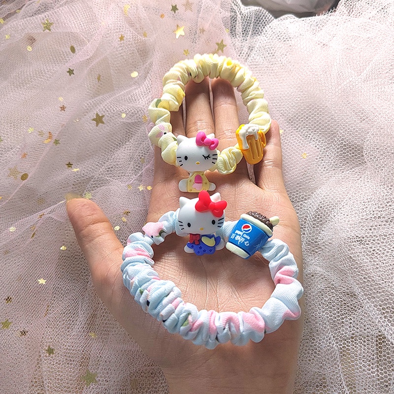 ยางรัดผมรูปทรง Hello Kitty น่ารักสไตล์เกาหลีสําหรับเด็กผู้หญิง