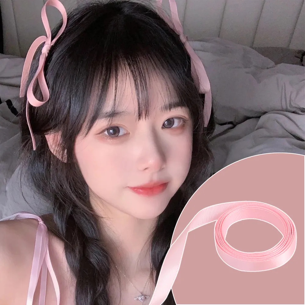 ยางรัดผมหางม้าถัก ริบบิ้นยาว หลากสี เครื่องประดับ สําหรับนักเรียน ผู้หญิง 1 ม้วน