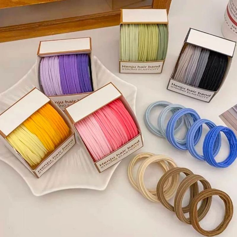 ยางรัดผมแบบเซต ยางรัดผมไร้รอยต่อแบบกล่องสีสดใส สินค้าน่ารักพร้อมส่งจากไทย