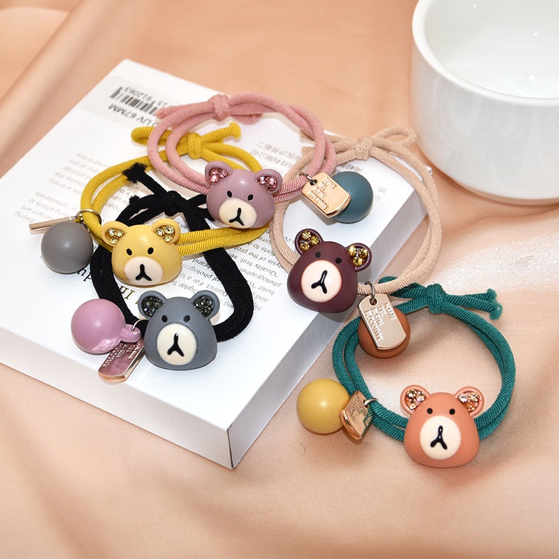 ยางรัดผมแฟชั่น ยางรัดผมแฟชั่นเกาหลี ติดจี้ดอกไม้ หมีน้อย แฟชั่นมีหลายสี
