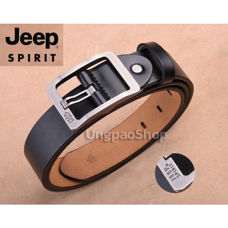 รหัส 004 Jeep เข็มขัดผู้ชาย หนังแท้ สไตล์วินเทจ สไตล์คาวบอย (หัวสี่เหลี่ยม) เอว 25-42