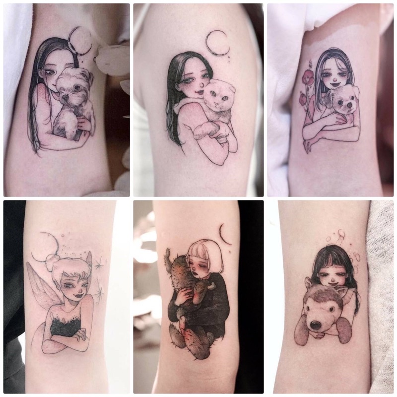 รอยสักผู้หญิง แทททูรอยสัก Tattoo sticker เป็นแบบชั่วคราว 2-7 วัน ติดแล้วสีขึ้นเลย สามารถลบออกได้