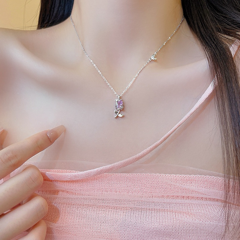 ลด 80.- โค้ดหน้าร้าน   พร้อมส่ง   Valentine  สร้อยคอเงินแท้92.5%  (111)สร้อยคอเจ้าหญิง สร้อยคอกุหลาบ วาเลนไทน์
