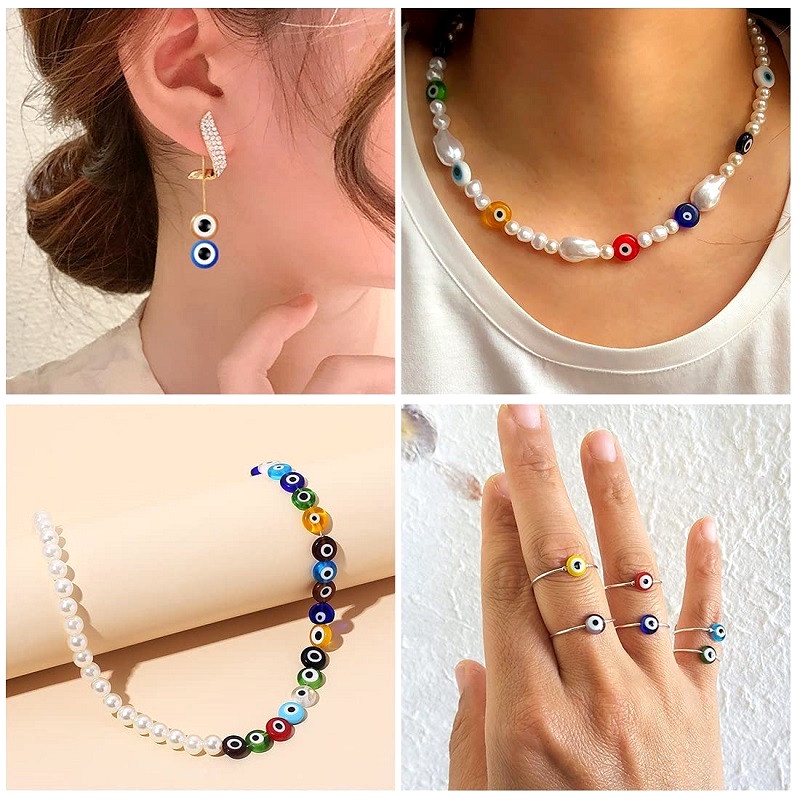 ลูกปัดลูกตาชั่วร้าย หลากสี 6 มม. / 8 มม. สําหรับทําเครื่องประดับ DIY