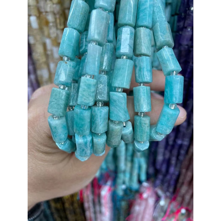 ลูกปัดหินธรรมชาติ ทรงกระบอก สําหรับทําเครื่องประดับ สร้อยคอ DIY ขนาด 8x10.5 มม.