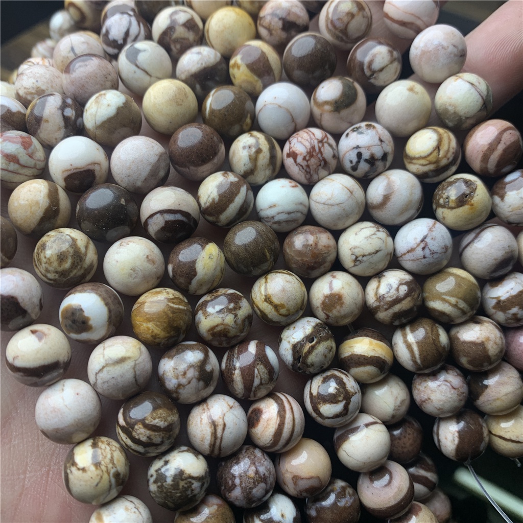 ลูกปัดหินธรรมชาติ ลายม้าลายแอฟริกา ขนาด 4-12 มม. สําหรับทําเครื่องประดับ DIY