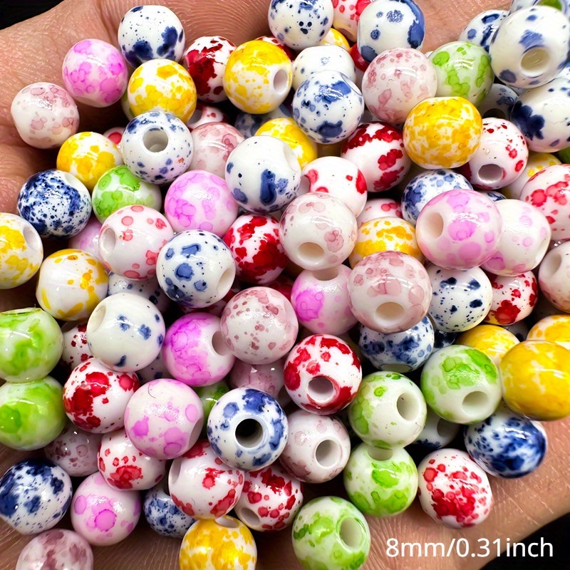 ลูกปัดอะคริลิค ทรงกลม ขนาด 8 มม. สําหรับทําเครื่องประดับ แฮนด์เมด DIY 50 ชิ้น ต่อแพ็ก