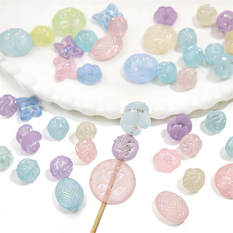 ลูกปัดอะคริลิคใส รูปเส้น สีเงิน แฮนด์เมด DIY