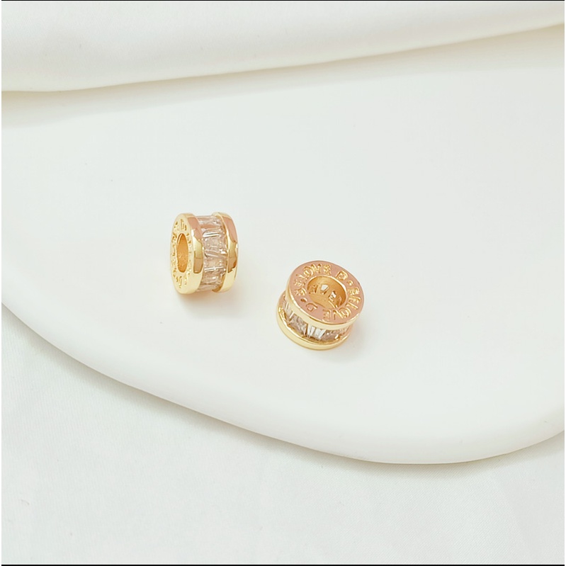 ลูกปัดเพทาย ทอง 14K ฝังเพทาย แฮนด์เมด DIY สําหรับทําเครื่องประดับ สร้อยคอ สร้อยข้อมือ