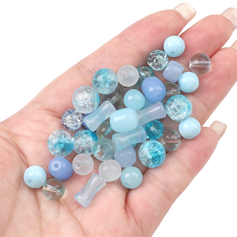 ลูกปัดแก้วคริสตัล สีฟ้า สําหรับทําเครื่องประดับ สร้อยข้อมือ สร้อยคอ DIY 20 ชิ้น