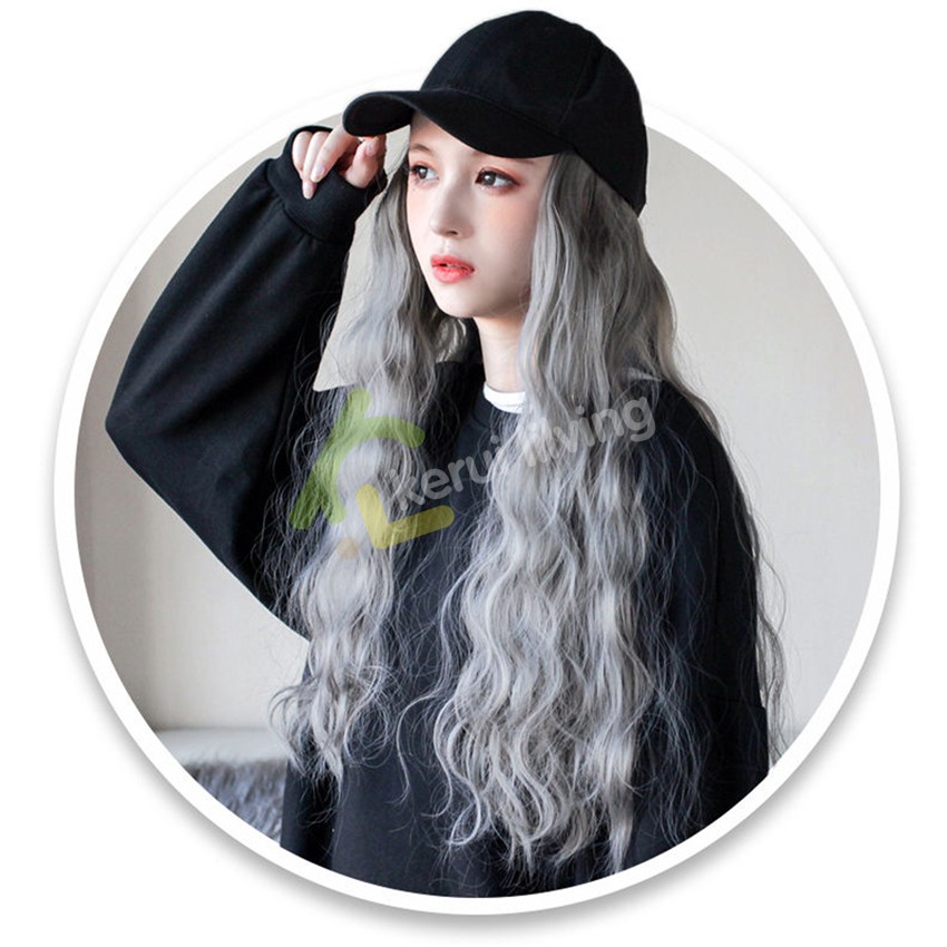 วิกผมหยัก หมวกวิก วิกผมลอนยาว ผมปลอม ผมปลอมลอนยาว Wig cap หมวกวิกแฟชั่น แฮร์พีช สวมใส่ง่าย