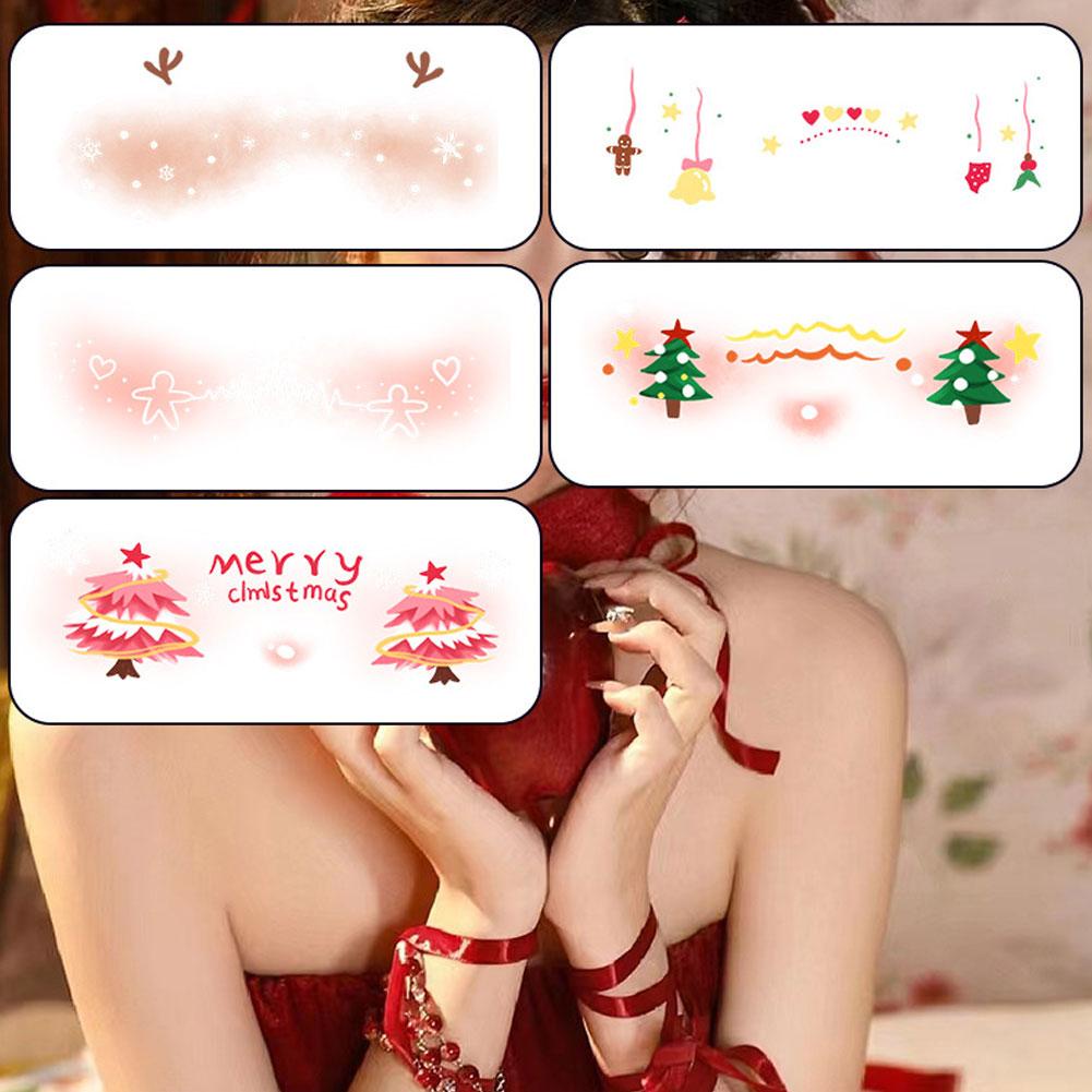 สติกเกอร์รอยสัก ลายคริสต์มาสน่ารัก สร้างสรรค์ 5 ชุด H6N1