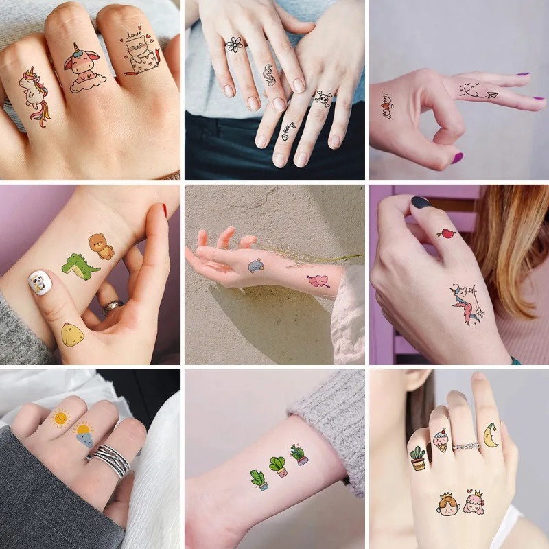 สติกเกอร์รอยสักชั่วคราว ลายการ์ตูนกระต่ายน่ารัก DIY สําหรับตกแต่งร่างกายเด็ก