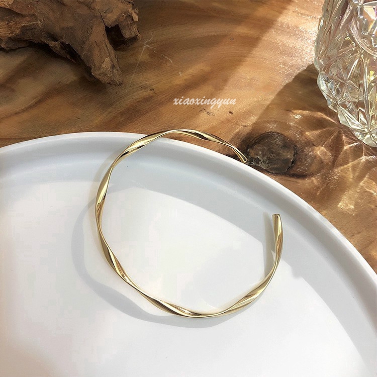 สร้อยข้อมือ กําไลข้อมือ ชุบทอง 14K แบบเปิด วางซ้อนกันได้