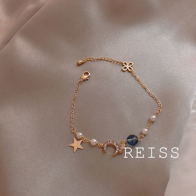 สร้อยข้อมือ ประดับจี้ดาว และดวงจันทร์ สไตล์เกาหลี เครื่องประดับสำหรับผู้หญิง