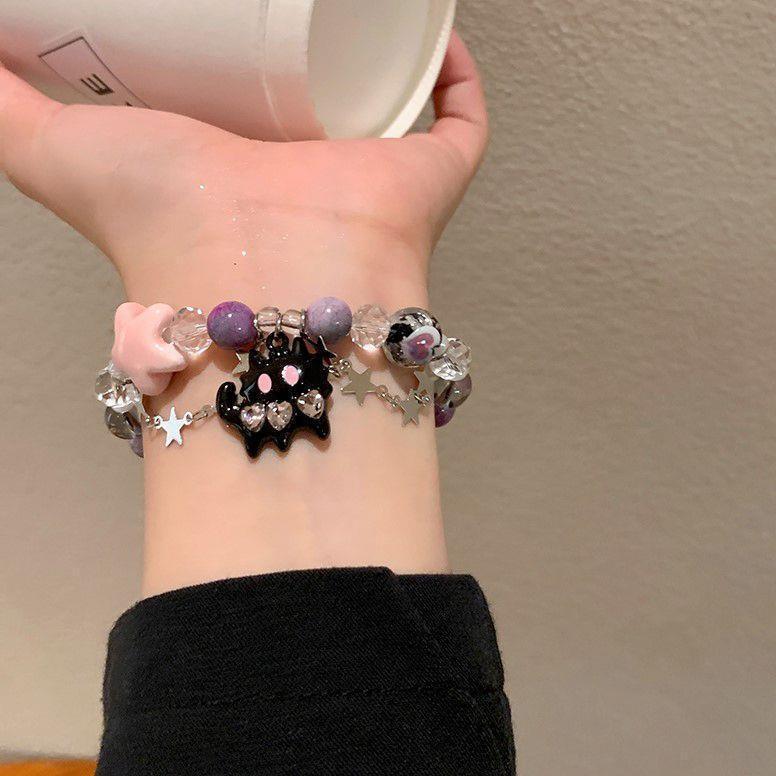 สร้อยข้อมือ ประดับลูกปัด ลายการ์ตูนแมวน่ารัก สําหรับผู้หญิง