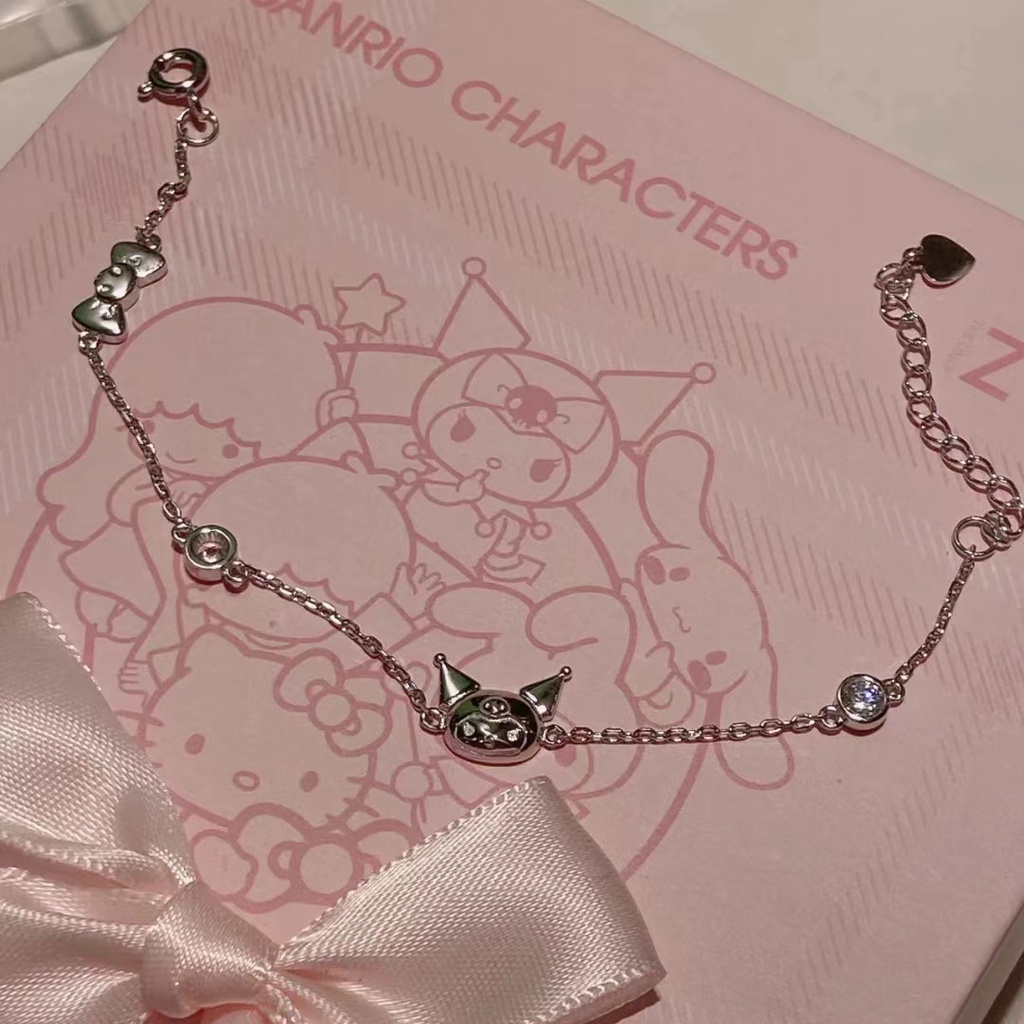 สร้อยข้อมือ ประดับโบว์ ลายการ์ตูน Sanrio Kuromi น่ารัก สําหรับนักเรียน