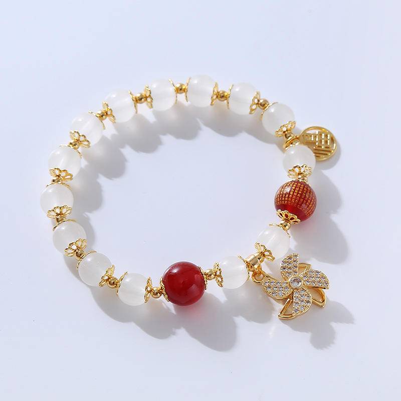 สร้อยข้อมือ หินอาเกตธรรมชาติ สีแดง นําโชค เครื่องประดับ สําหรับแฟนสาว