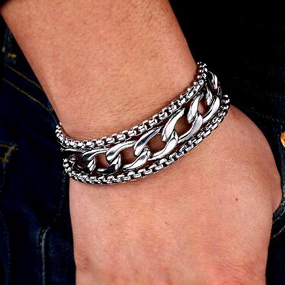 สร้อยข้อมือ เครื่องประดับแฟชั่น สไตล์พังก์ สําหรับผู้ชาย