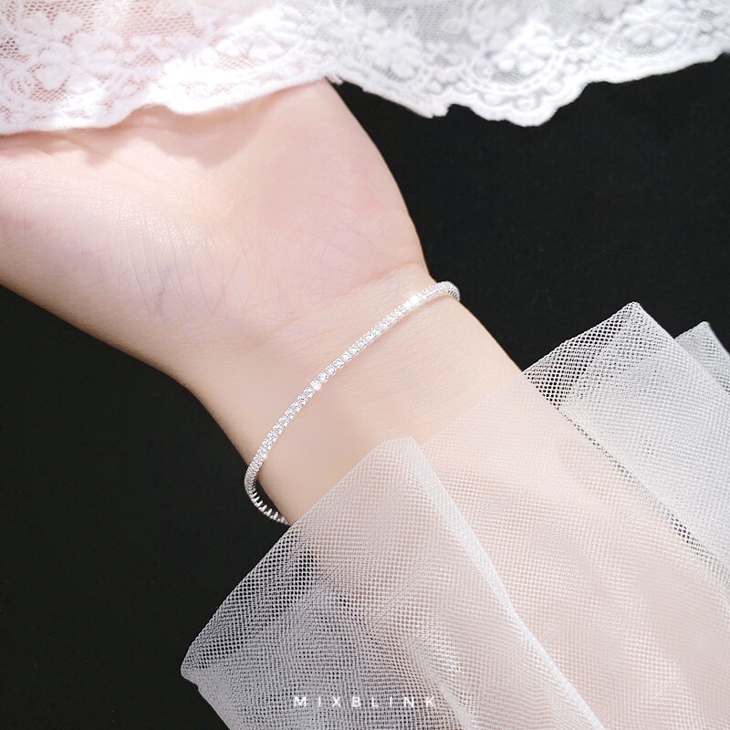 สร้อยข้อมือ เงินแท้ 92.5% ส่งฟรี EMS ♡ รุ่น Diamond ♡ -  ( #F1 )
