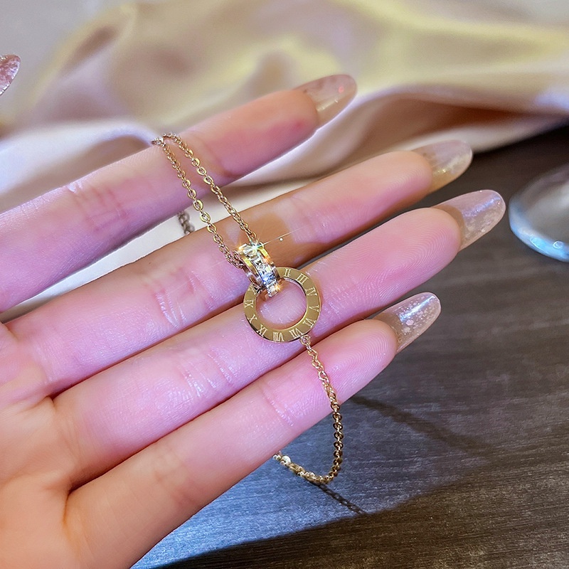สร้อยข้อมือ เหล็กไทเทเนียม ทอง 18K เครื่องประดับ สไตล์เกาหลี โรมัน เรียบง่าย ของขวัญ