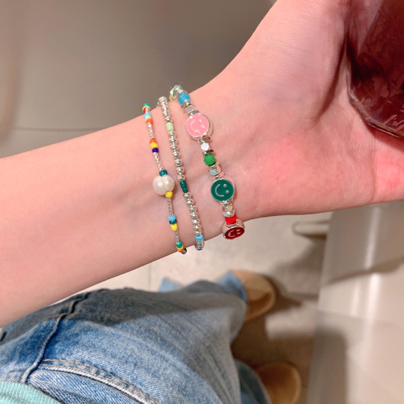 สร้อยข้อมือ โลหะผสม รูปหัวใจยิ้ม สวยงาม สําหรับผู้หญิง