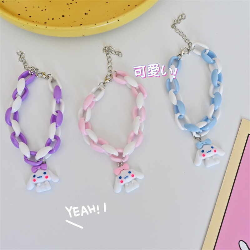 สร้อยข้อมือการ์ตูนหูสุนัขขนาดใหญ่สร้อยข้อมือสีชมพูสีฟ้าสําหรับคู่รัก