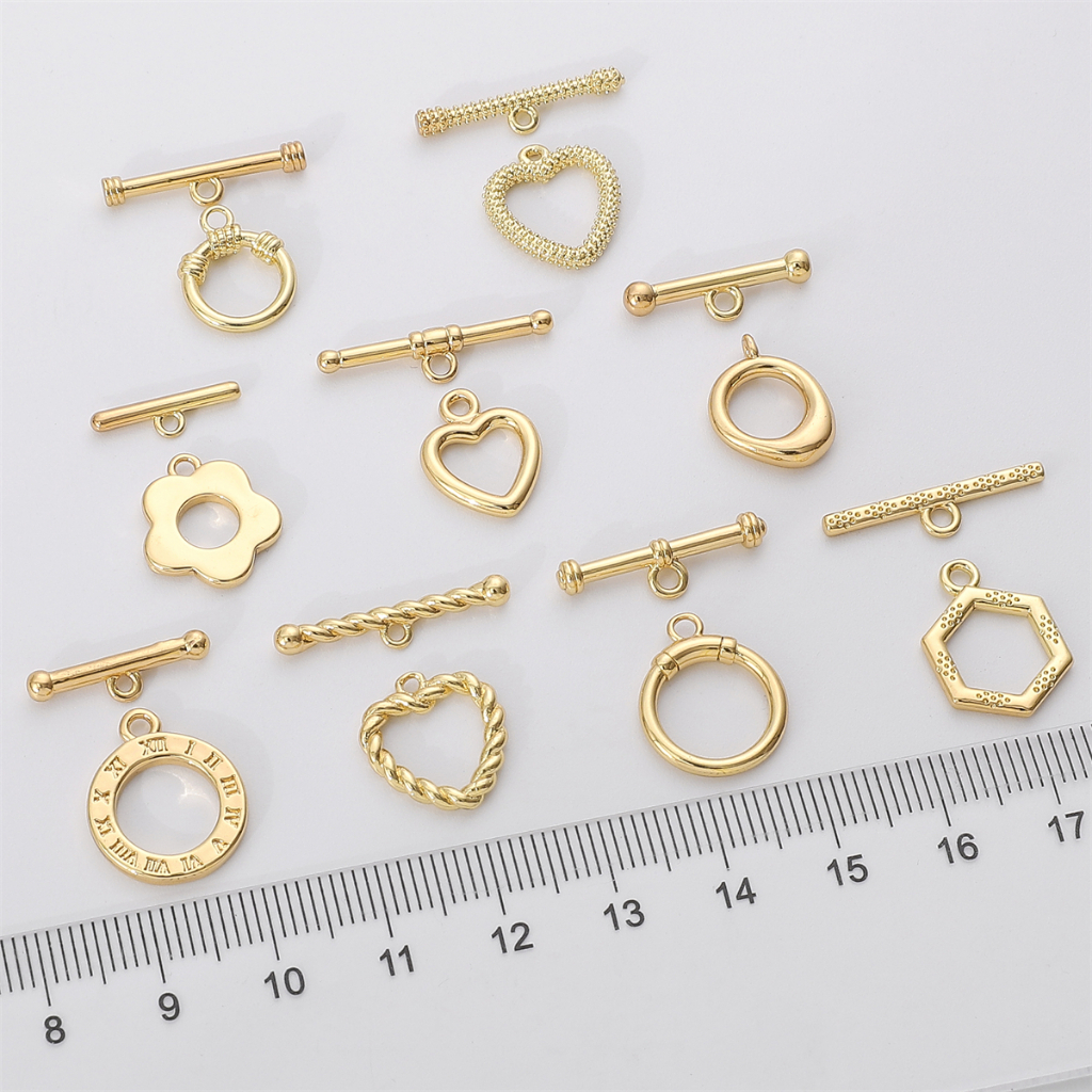 สร้อยข้อมือทองเหลือง ชุบทอง 14K คุณภาพสูง สําหรับทําเครื่องประดับ Diy จํานวน 1 ชุด