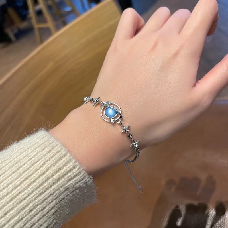 สร้อยข้อมือไพลิน เรียบง่าย 17 กม. สําหรับผู้หญิง ดาว โซ่ กําไลข้อมือ เครื่องประดับ
