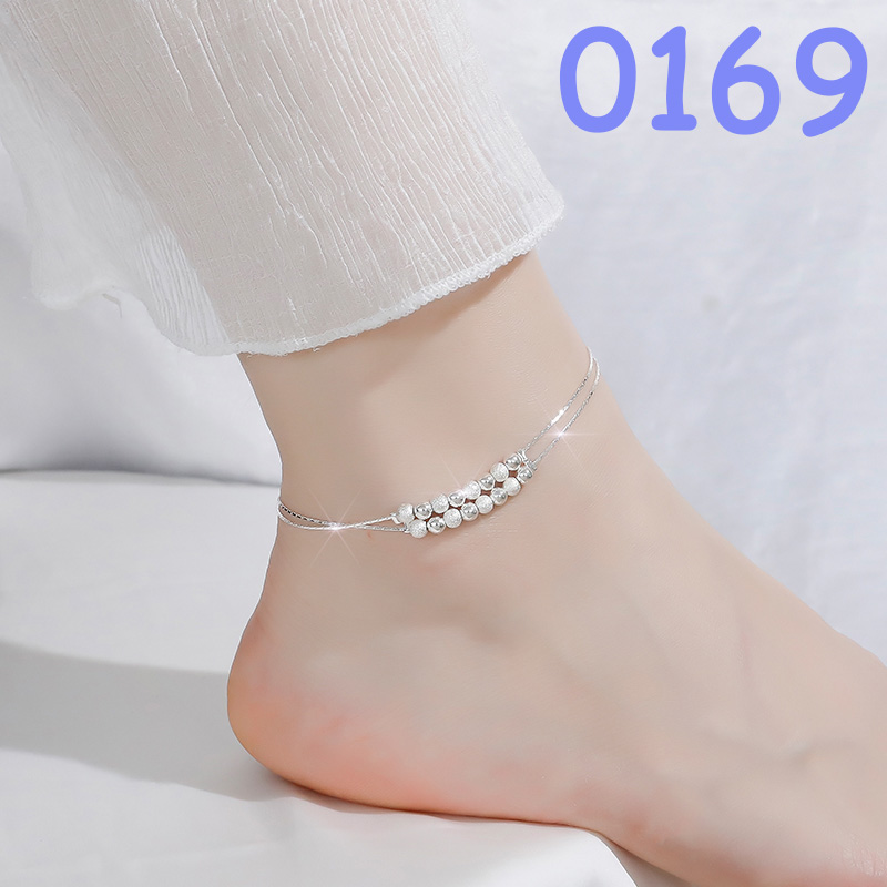 สร้อยข้อเท้า ชนิดเงิน ประดับจี้ลูกปัด เครื่องประดับแฟชั่นสำหรับผู้หญิง