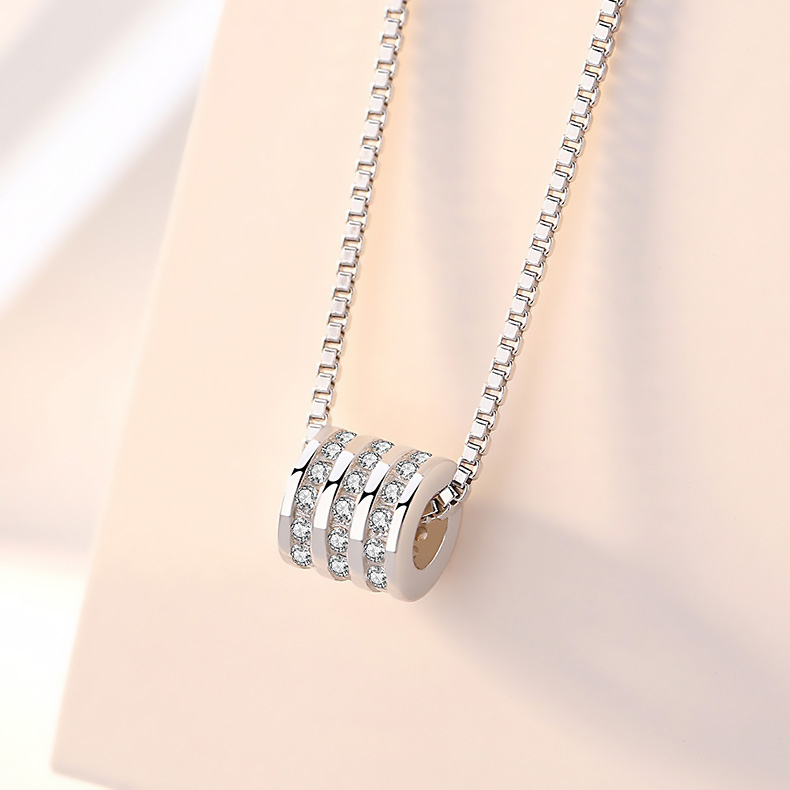 สร้อยคอ Crystal Rolling Cylinder Pendant Necklace เครื่องประดับ minimal