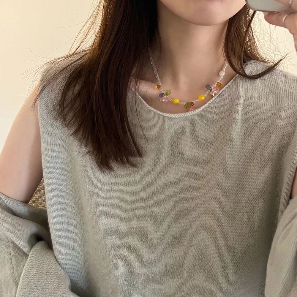 สร้อยคอ สายโซ่ ประดับลูกปัดน่ารัก สีแคนดี้ สําหรับเด็กผู้หญิง