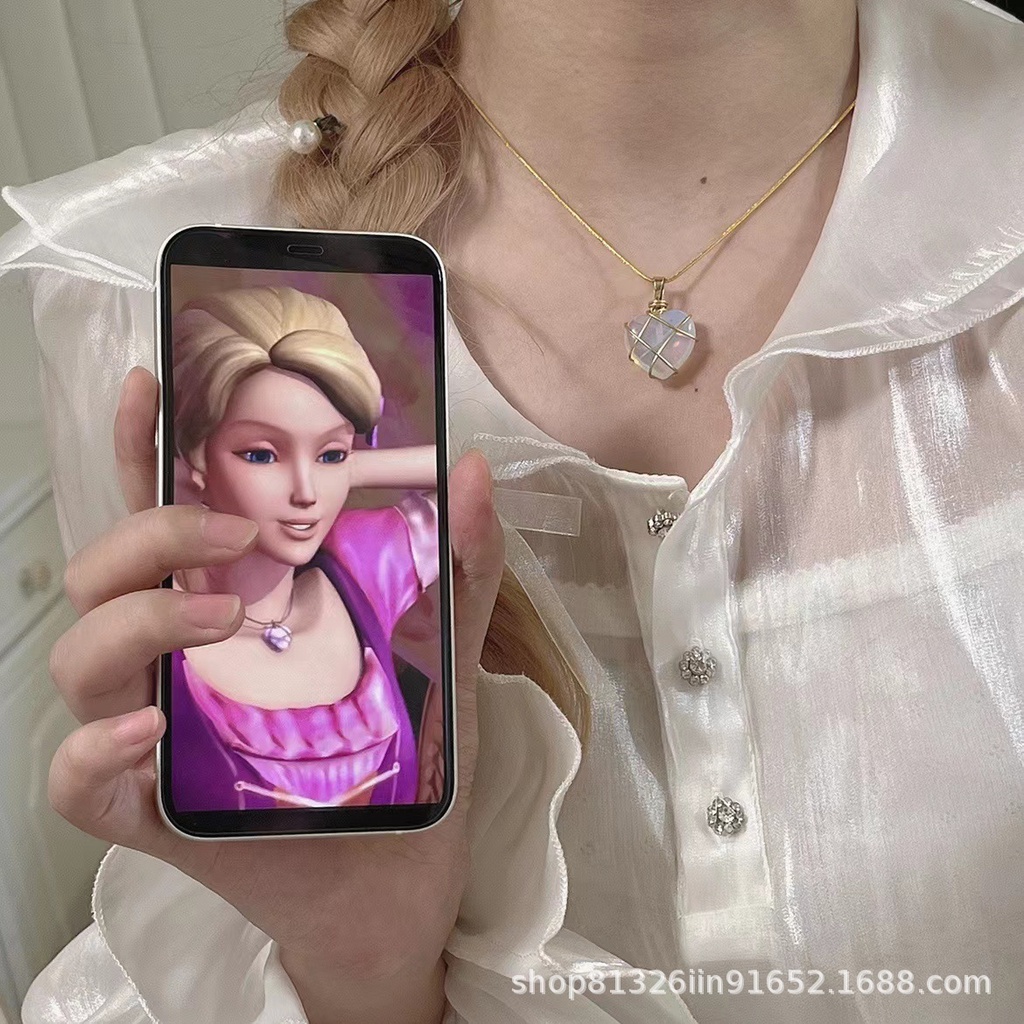 สร้อยคอทองคํา 18K จี้รูปหัวใจ ประดับเพทาย เครื่องประดับ สําหรับตุ๊กตาบาร์บี้