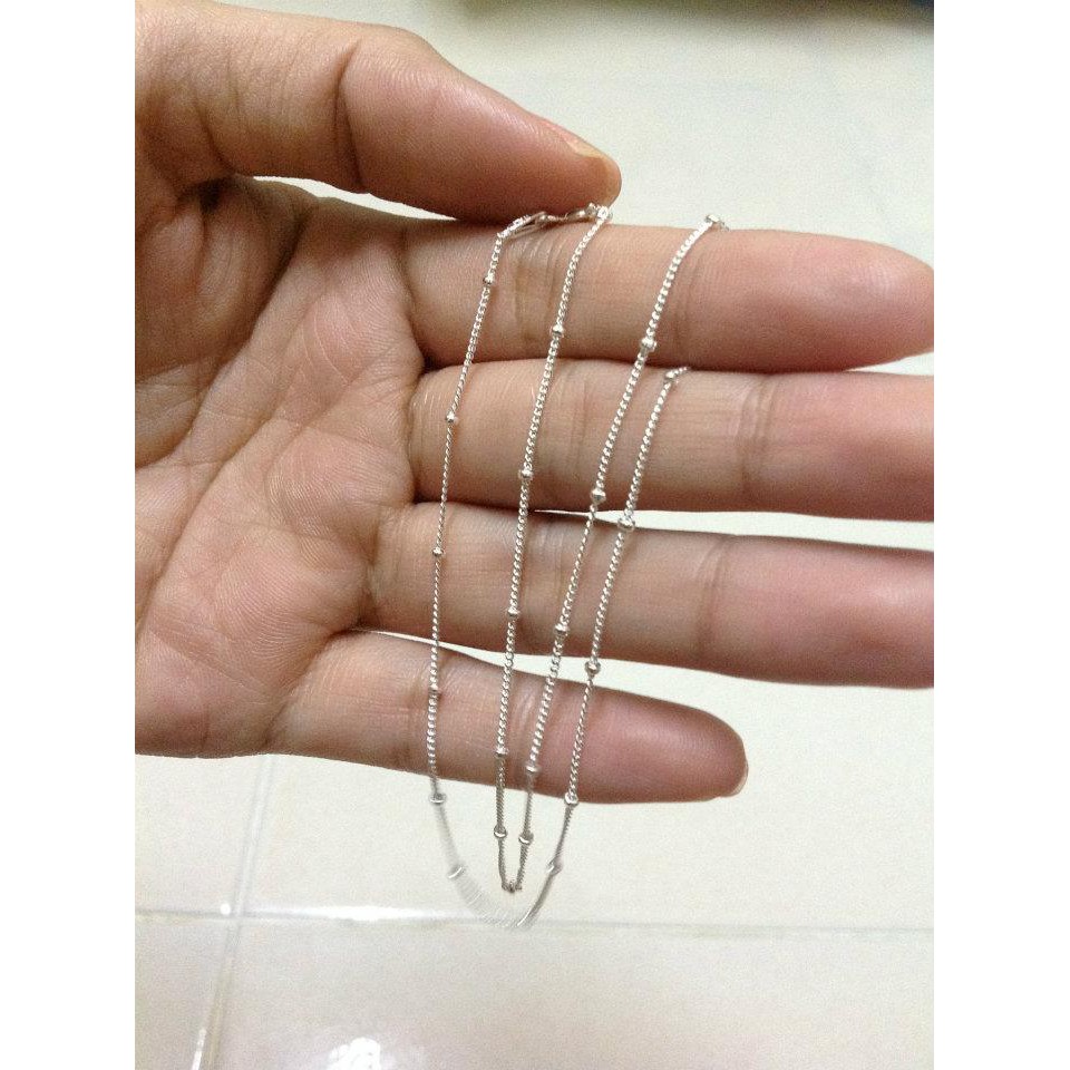 สร้อยคอเงินแท้92.5% ลายโซ่สลับหมุดกลมเส้นจิ๋ว (งานอิตาลี) : P0011
