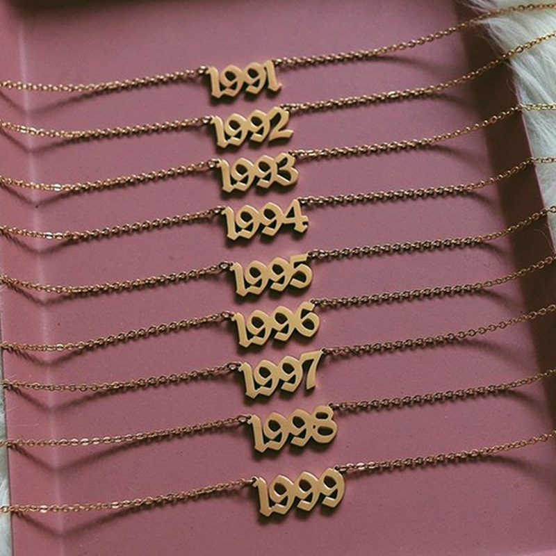 สร้อยคอแฟชั่น แต่งจี้ตัวอักษรภาษาอังกฤษ 12 นักษัตร 1991-1999
