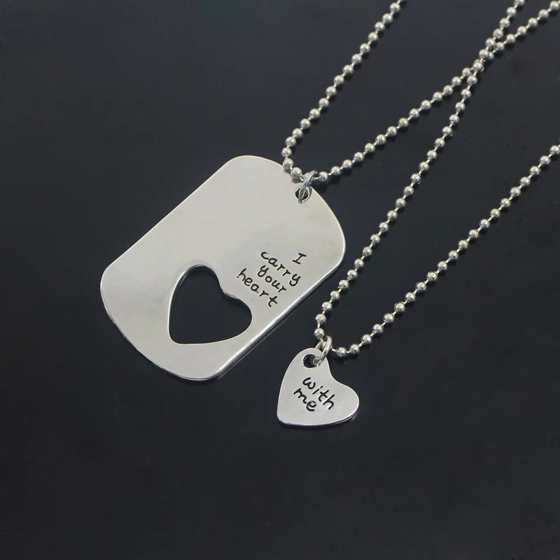 สร้อยคอโซ่ จี้ตัวอักษร Your Heart Is With Me ประดับลูกปัด แฟชั่นคู่รัก 2 ชิ้น
