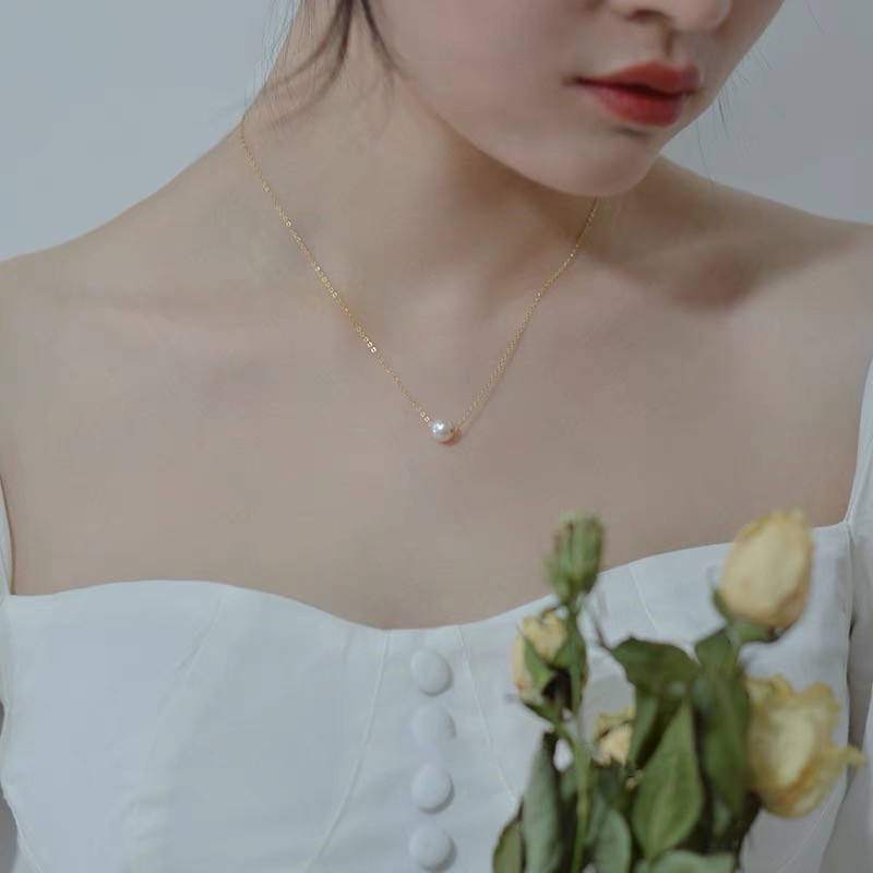 สร้อยคอโซ่ ประดับไข่มุก แฟชั่นเรียบง่าย สไตล์เกาหลี